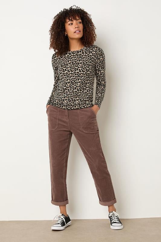 Evans M&Co Natural Brown Leopard Print Crew Neck Jumper