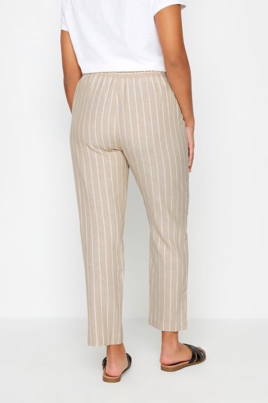 Evans M&Co Natural Brown Stripe Print Linen Trousers