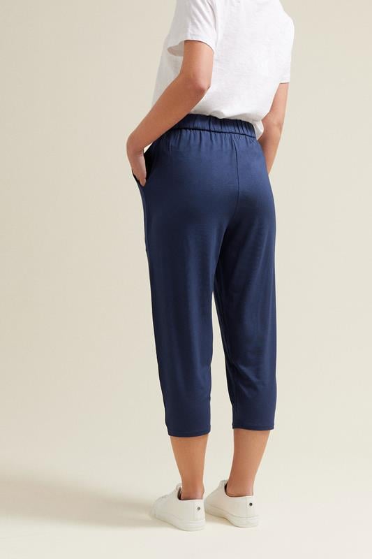 Evans M&Co Navy Blue Elasticated Waist Cropped Hareem Trousers
