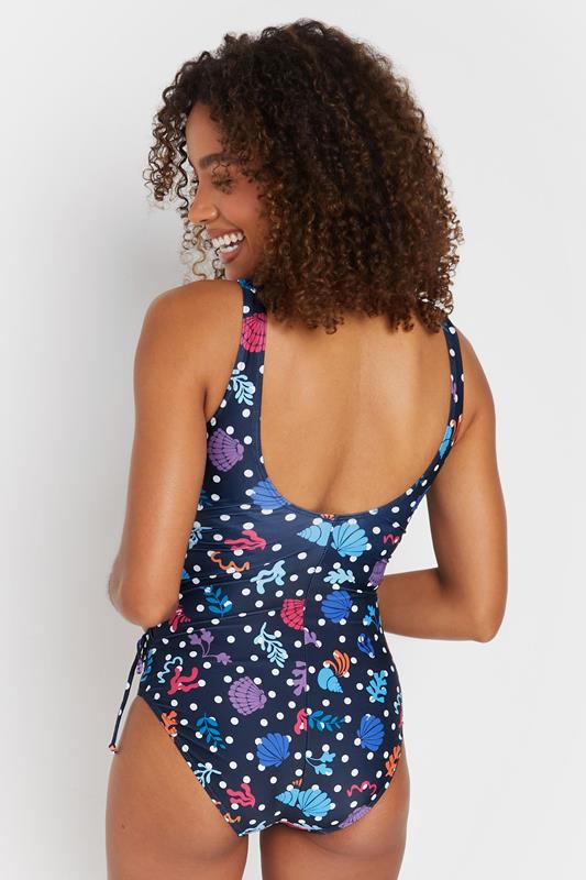 Evans M&Co Navy Blue Ocean Spot Print Wrap Swimsuit