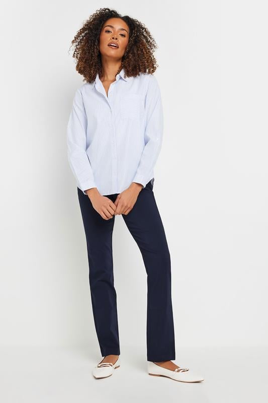 Evans M&Co Navy Blue Straight Leg Bengaline Formal Trousers