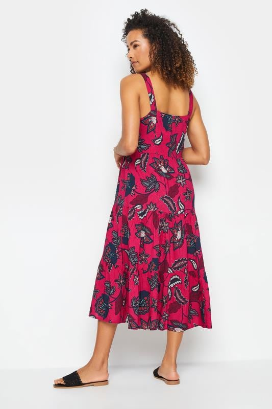 Evans M&Co Pink Flower Printed Tiered Midi Sundress