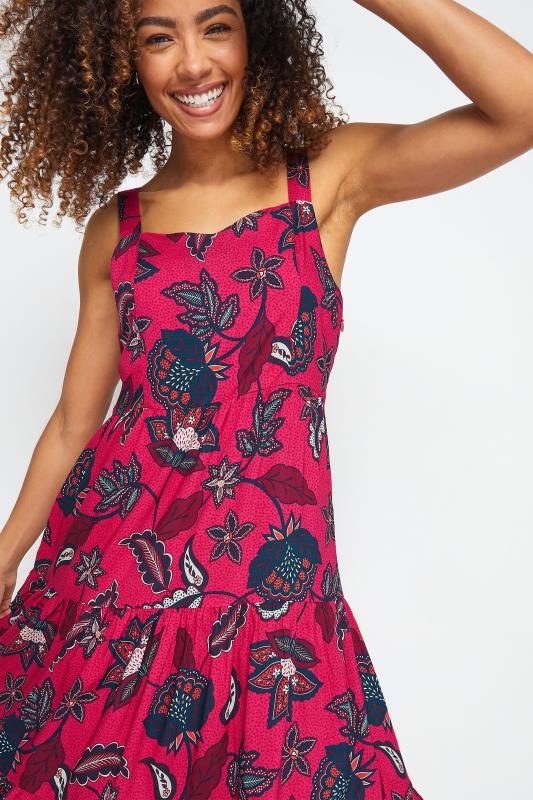 Evans M&Co Pink Flower Printed Tiered Midi Sundress