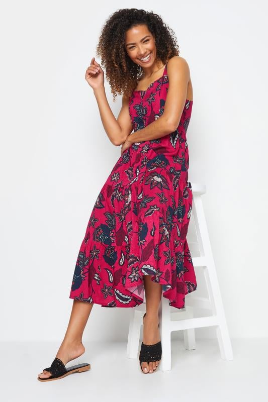 evans M&Co Pink Flower Printed Tiered Midi Sundress
