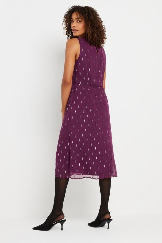 Evans M&Co Purple Metallic Detail High Neck Midi Dress