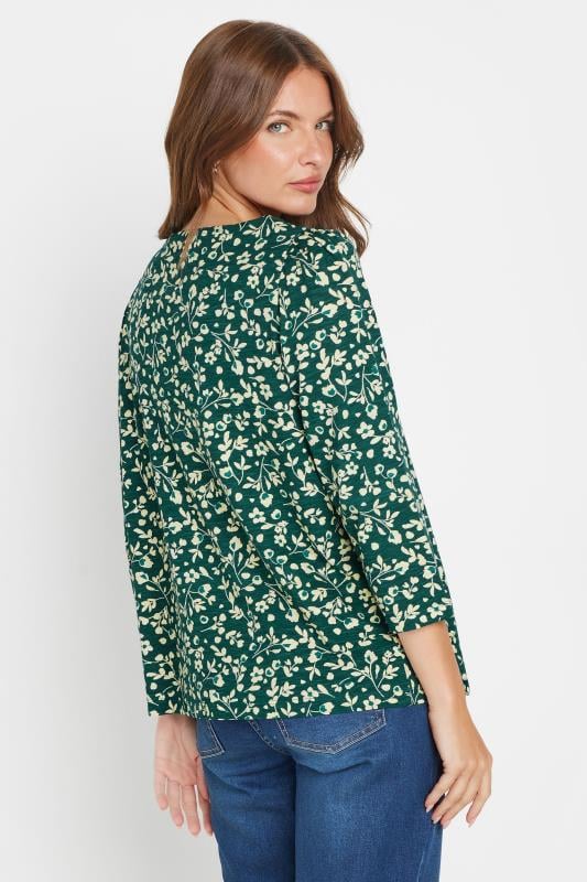 Evans M&Co Teal Blue Floral Print Cotton Square Neck T-Shirt