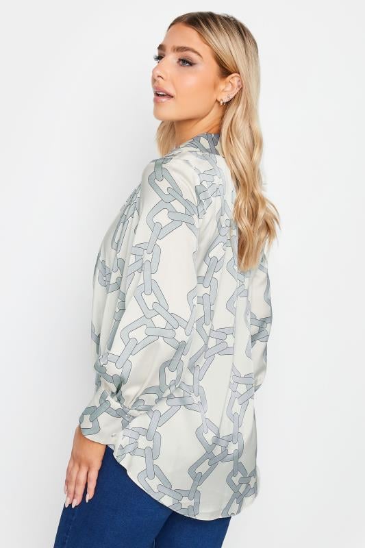 Evans M&Co White Chain Print Cowl Neck Satin Blouse