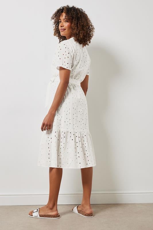 Evans M&Co White Cotton Broderie Button Through Dress