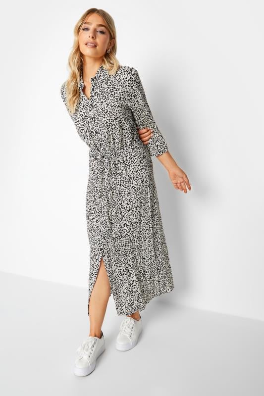 evans M&Co White Ivory Floral Print Tie Belt Shirt Dress