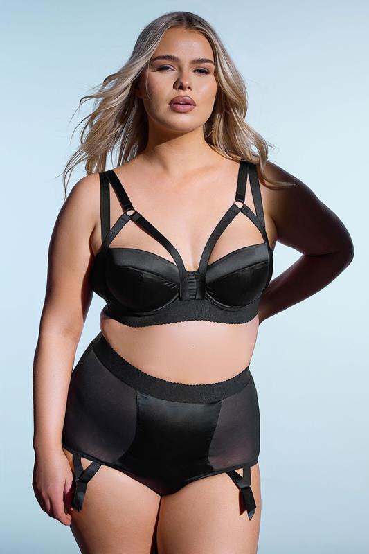 Evans PLAYFUL PROMISES Black Candace Mesh Suspender Brief