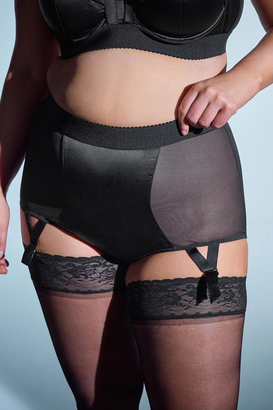 evans PLAYFUL PROMISES Black Candace Mesh Suspender Brief
