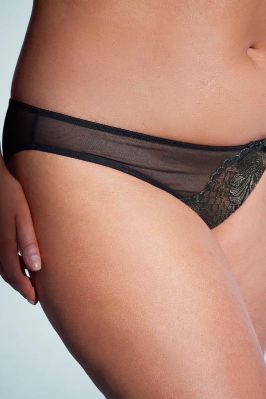 Evans PLAYFUL PROMISES Black & Gold Pandora Mesh Brazilian Briefs