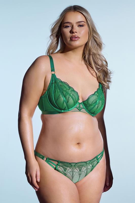 Evans PLAYFUL PROMISES Green Strappy Embroidered Briefs