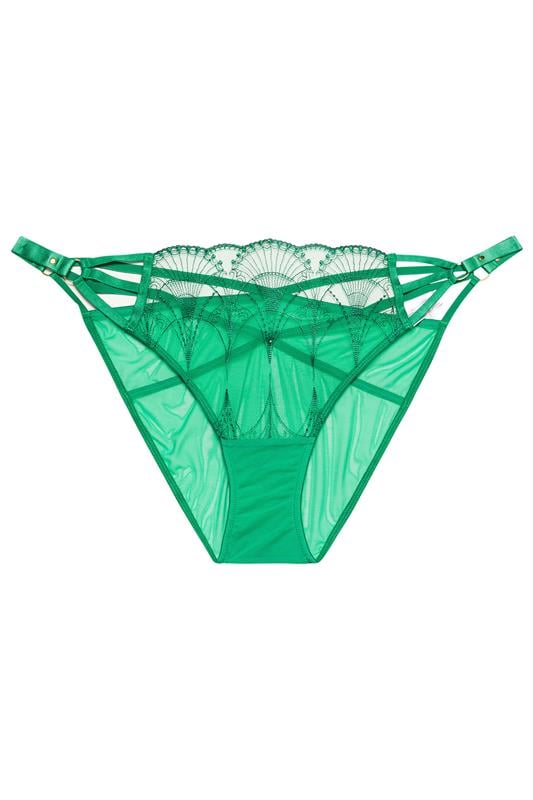 Evans PLAYFUL PROMISES Green Strappy Embroidered Briefs