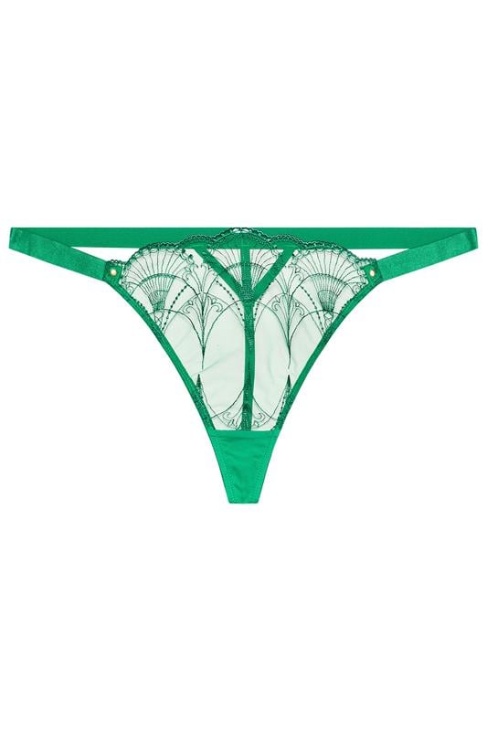 Evans PLAYFUL PROMISES Green Strappy Embroidered Thong