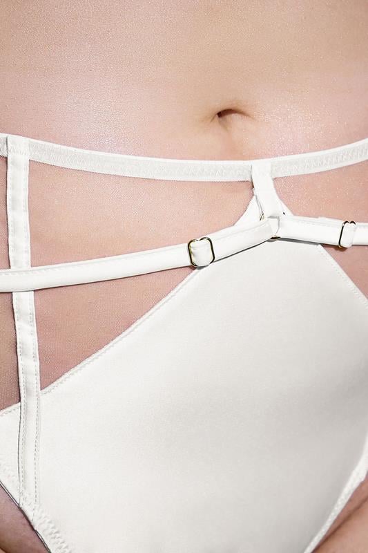 Evans PLAYFUL PROMISES White Romana Illusion Strap High Waisted Mesh Thong