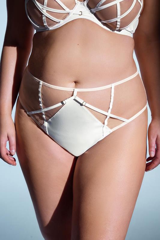 evans PLAYFUL PROMISES White Romana Illusion Strap High Waisted Mesh Briefs
