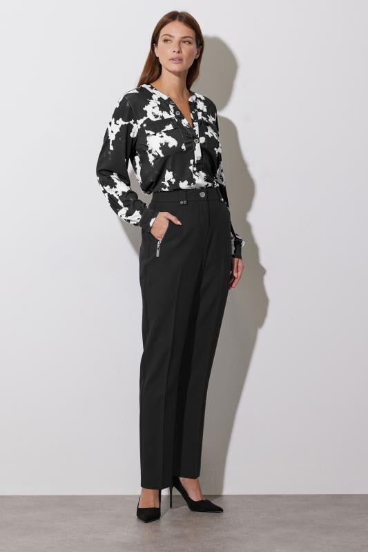 Evans STAR Black Abstract Print Military Button Shirt