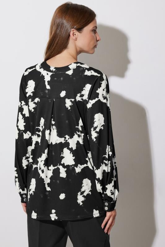 Evans STAR Black Abstract Print Military Button Shirt