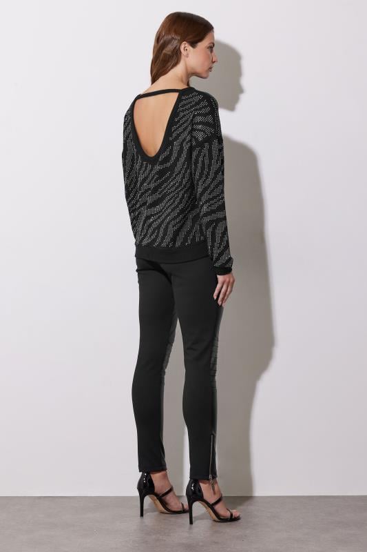 Evans STAR Black Animal Diamante Embellished Jumper