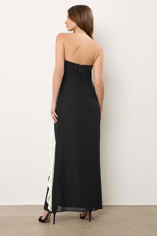 Evans STAR Black Bandeau Contrast Ruffle Maxi Dress