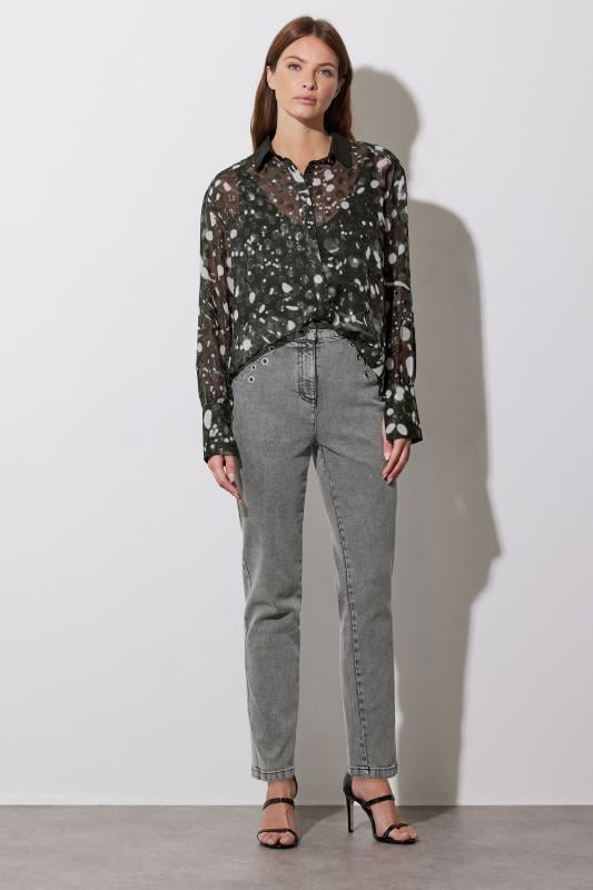 Evans STAR Black Contrast Collar Polka Dot Print Shirt