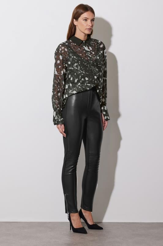 evans STAR Black Contrast Collar Polka Dot Print Shirt