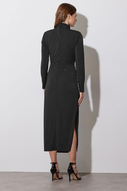 Evans STAR Black Draped Front Embellished Maxi Dress