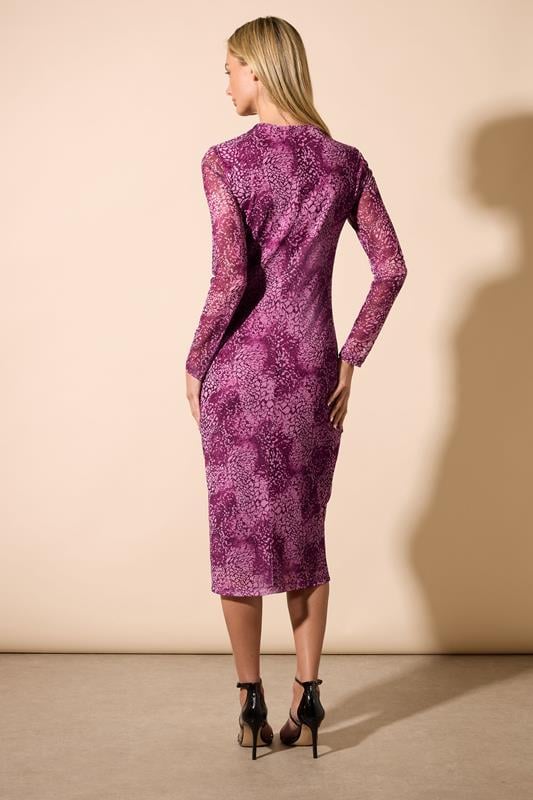 Evans STAR Fuchsia Pink Mesh Snake Print Ruched Dress