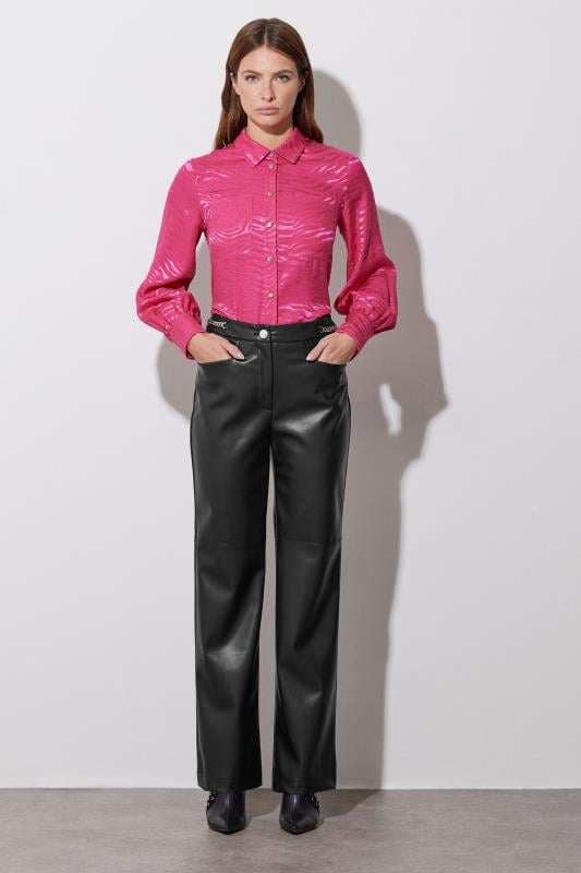 Evans STAR Hot Pink Animal Print Satin Jacquard Shirt