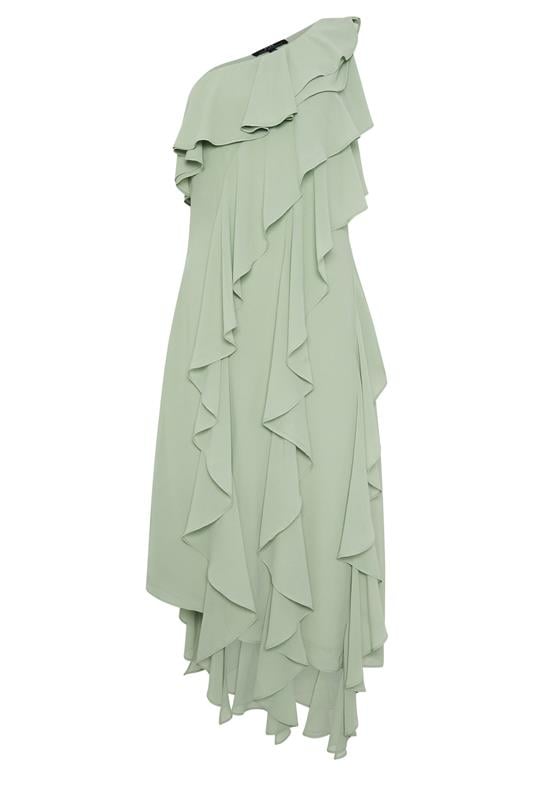 Evans STAR Sage Green One Shoulder Ruffle Tiered Dress