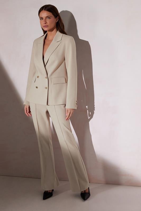 Evans STAR Stone Brown Double Breasted Tailored Blazer