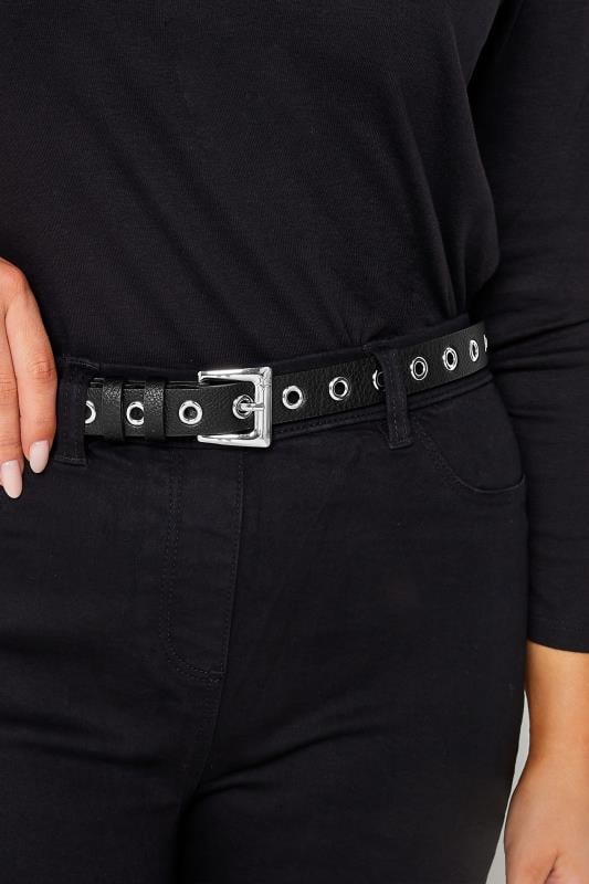 Evans Yours 2 PACK Black & Beige Brown Animal Print Eyelet Detail Belts