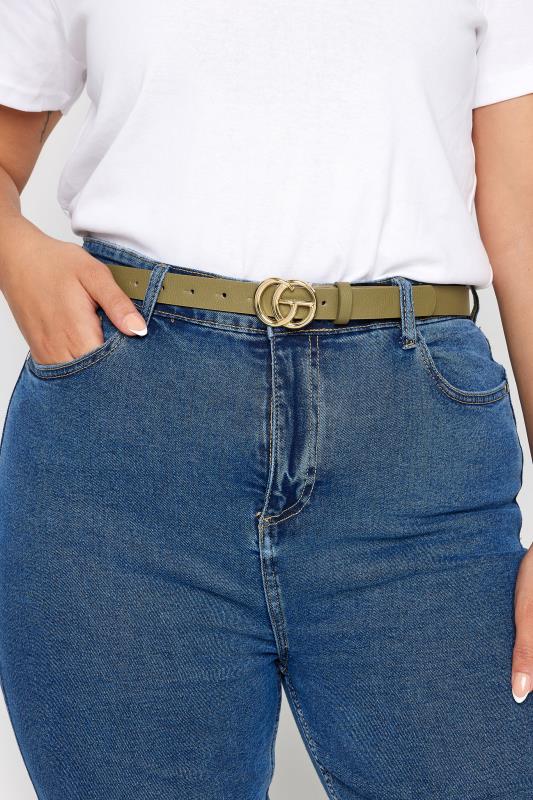 Evans Yours 2 PACK Black & Khaki Green Gold Buckle Belts