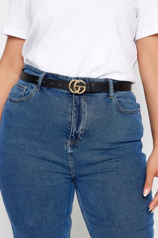 Evans Yours 2 PACK Black & Khaki Green Gold Buckle Belts