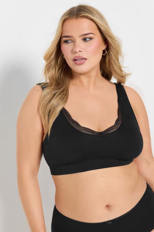 Evans YOURS 2 PACK Black & White Lace Trim Seamless Bralette