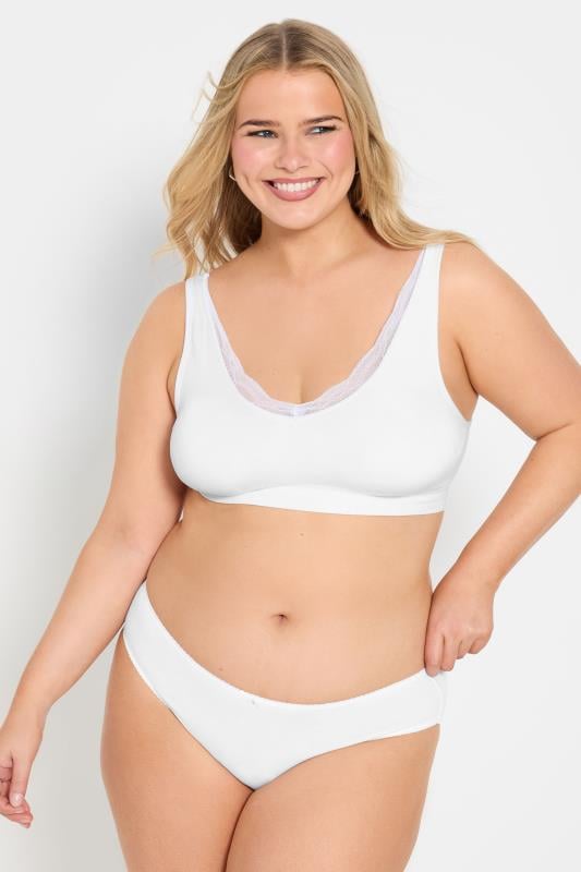 Evans YOURS 2 PACK Black & White Lace Trim Seamless Bralette