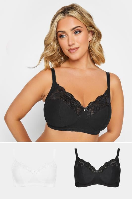 evans YOURS 2 PACK Black & White Non-Padded Non-Wired Full Cup Bras