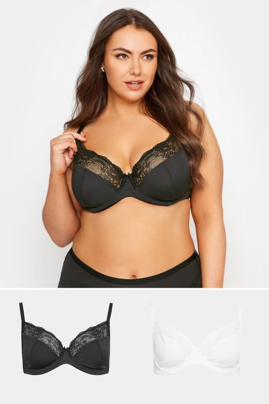 evans YOURS 2 PACK Black & White Non-Padded Underwired Bra
