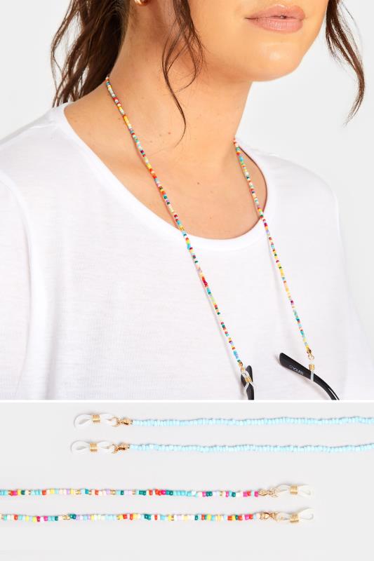 evans Yours 2 PACK Blue Beaded Sunglasses Chain Set