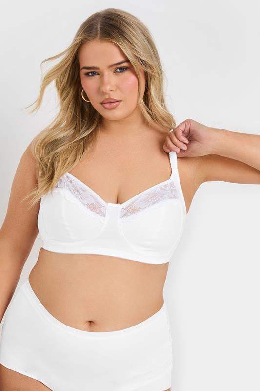 Evans YOURS 2 PACK Blue & White Cotton Lace Trim Non-Padded Non-Wired Bralettes