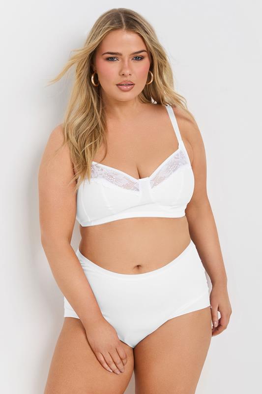 Evans YOURS 2 PACK Blue & White Cotton Lace Trim Non-Padded Non-Wired Bralettes