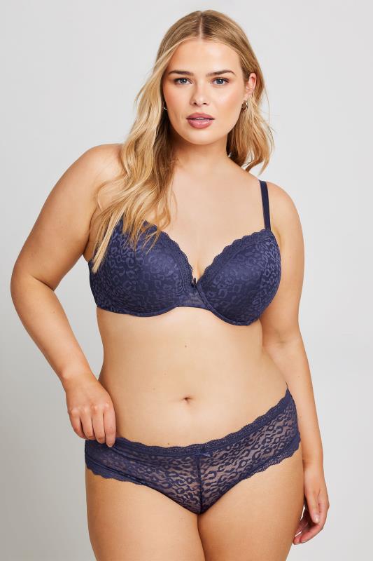 Evans YOURS 2 PACK Blue & White Lace Trim Padded Bras