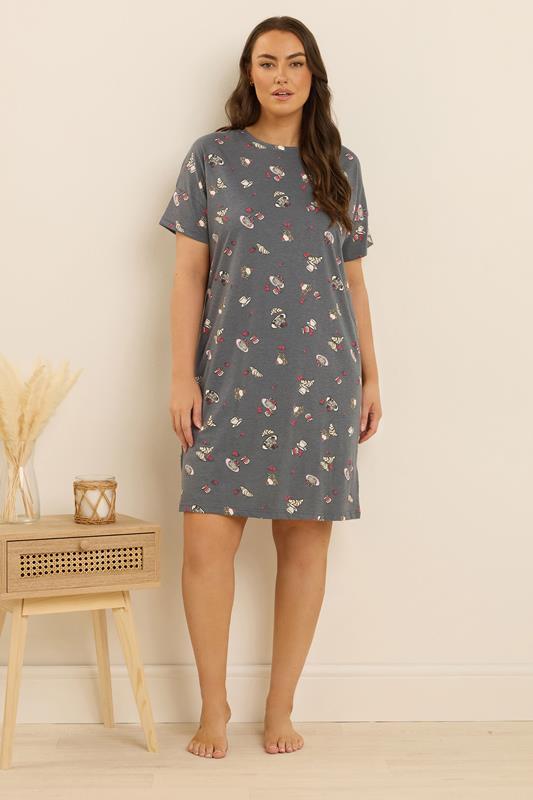 Evans YOURS 2 PACK Curve Black 'Coffee Club' Sleep Tee Nightdresses