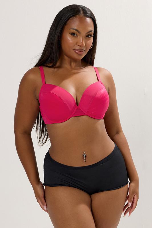 Evans YOURS 2 PACK Curve Black & Pink Burnout Stripe T-Shirt Bras