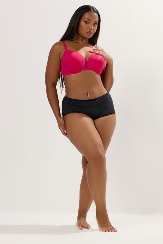 Evans YOURS 2 PACK Curve Black & Pink Burnout Stripe T-Shirt Bras