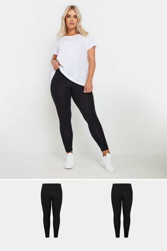evans YOURS 2 PACK Curve Black Soft Touch Viscose Stretch Leggings
