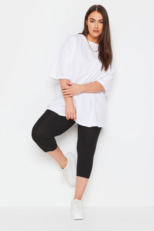 Evans YOURS 2 PACK Curve Black Stretch Cropped Leggings