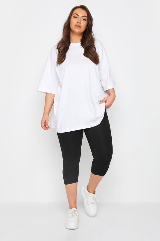 Evans YOURS 2 PACK Curve Black Stretch Cropped Leggings