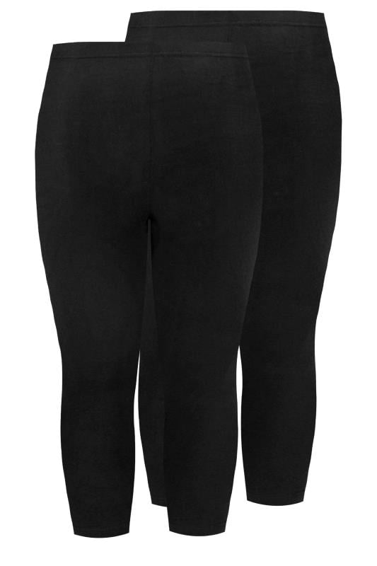 Evans YOURS 2 PACK Curve Black Stretch Cropped Leggings